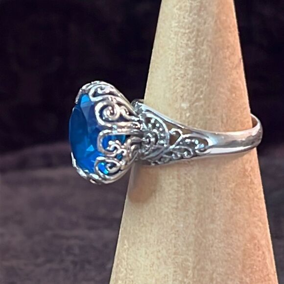 Solitaire Caribbean Quartz Sterling Silver Ring 6.25Ctw size 6 - Picture 4 of 12